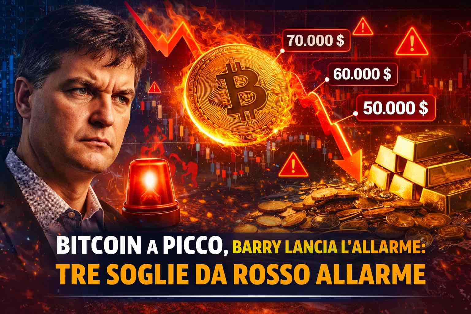Bitcoin in caduta e l’allarme di Michael Burry: perché il crollo potrebbe colpire anche l’oro