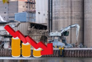 cementificio con grafico al ribasso