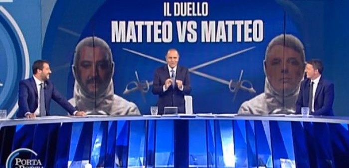 Duello Tv Salvini-Renzi a Porta a Porta. Il leader della Lega: Duello Tv Salvini-Renzi a Porta a Porta. Il leader della Lega: