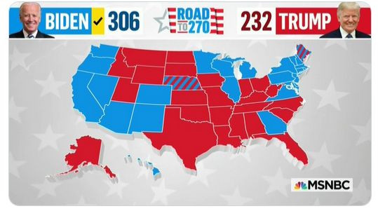 Presidenziali Usa 2020: CNN ed NBC assegnano gli ultimi due Stati proclamando la vittoria di Biden con 306 voti Presidenziali Usa 2020: CNN ed NBC assegnano gli ultimi due Stati proclamando la vittoria di Biden con 306 voti