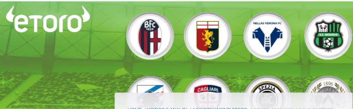 Trading Online: eToro partner di 8 club di serie A, ecco quali sono Trading Online: eToro partner di 8 club di serie A, ecco quali sono
