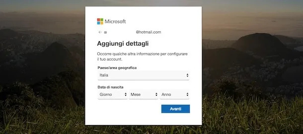 Crea account Outlook